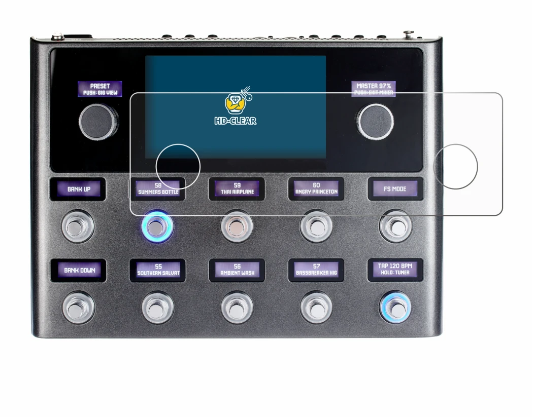 Immagine del dispositivo Fender Tone Master Pro con un'ampia varietà di protezioni per lo schermo.
