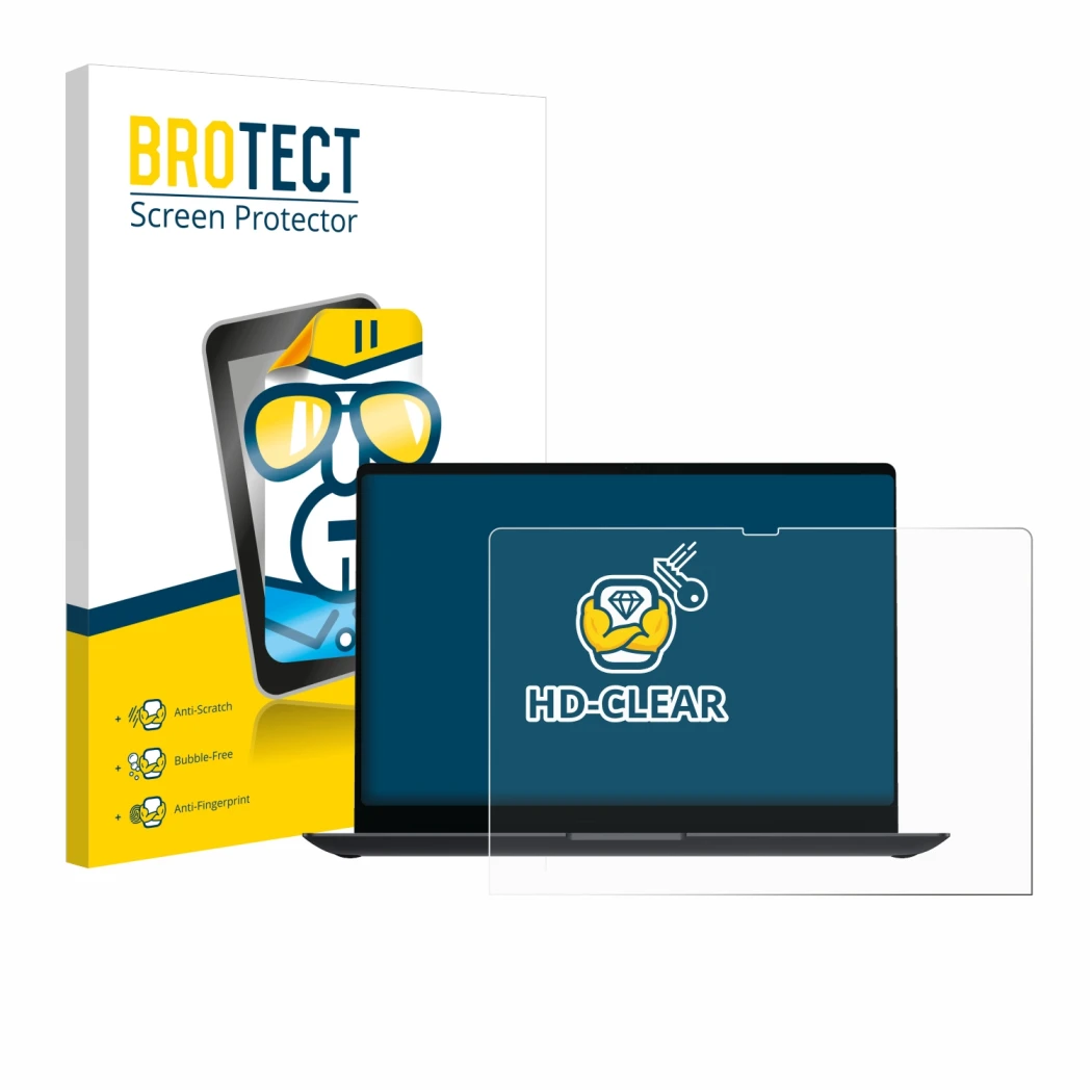 Parte frontale di una confezione del prodotto con il logo del marchio BROTECT. Accanto è raffigurato il dispositivo Samsung Ga