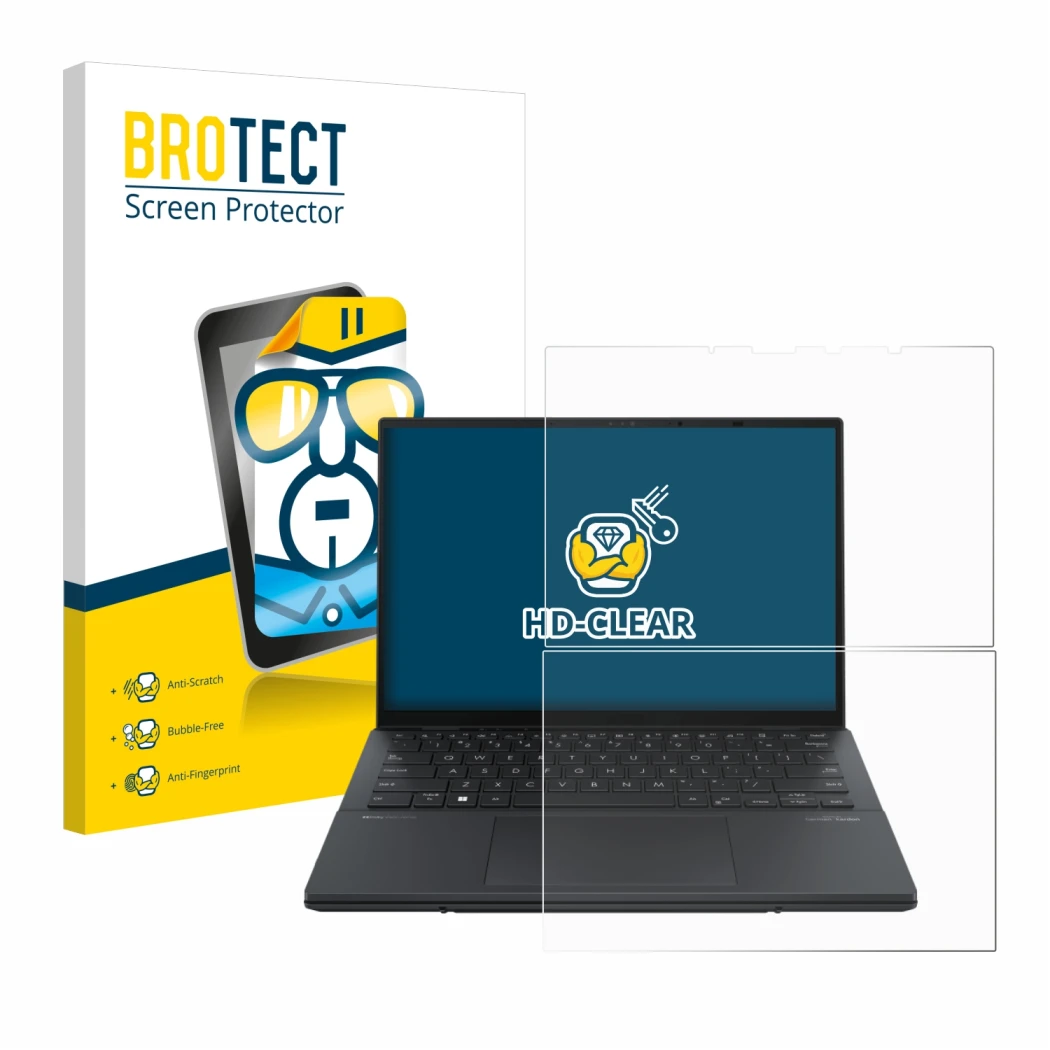 Parte frontale di una confezione del prodotto con il logo del marchio BROTECT. Accanto è raffigurato il dispositivo ASUS ZenBo