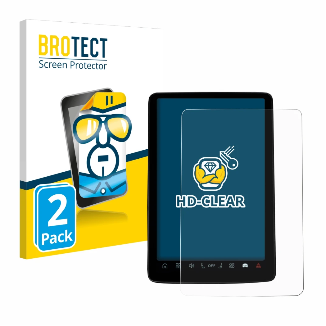 Parte frontale di una confezione del prodotto con il logo del marchio BROTECT. Accanto è raffigurato il dispositivo Volvo EX30