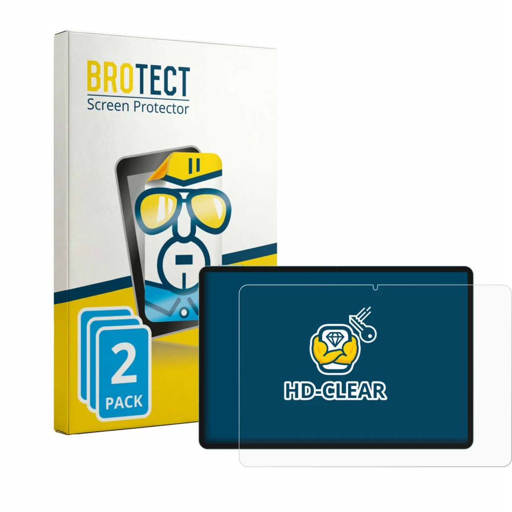 Parte frontale di una confezione del prodotto con il logo del marchio BROTECT. Accanto è raffigurato il dispositivo Teclast P5