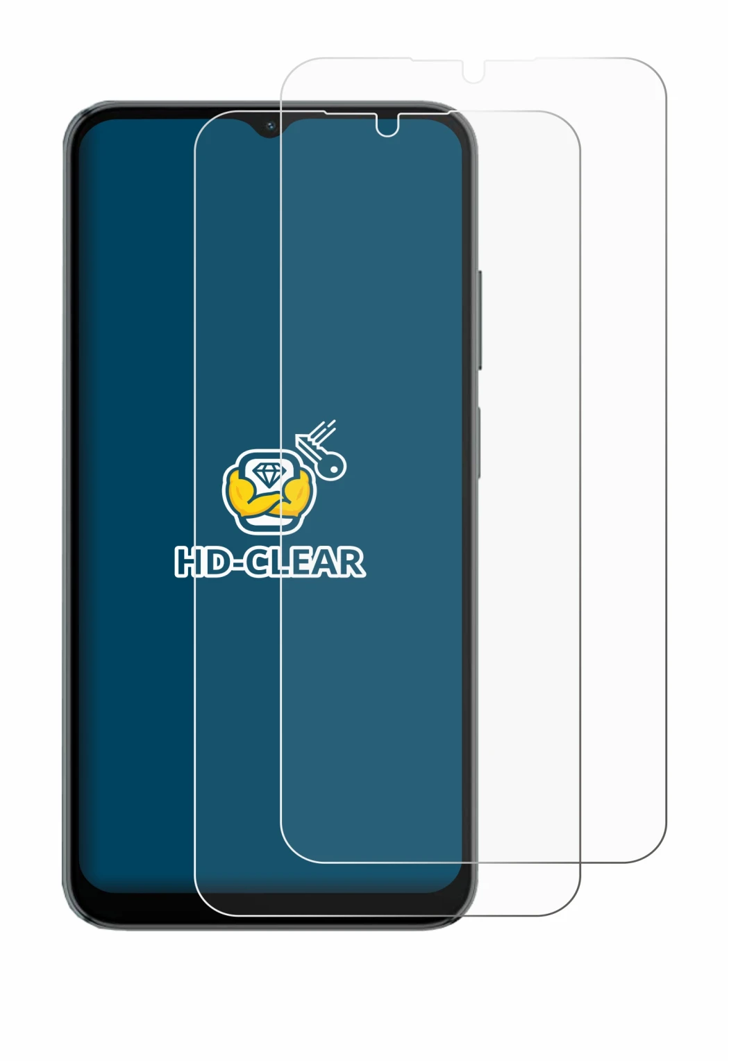 Immagine del dispositivo Blackview A52 Pro con un'ampia varietà di protezioni per lo schermo.