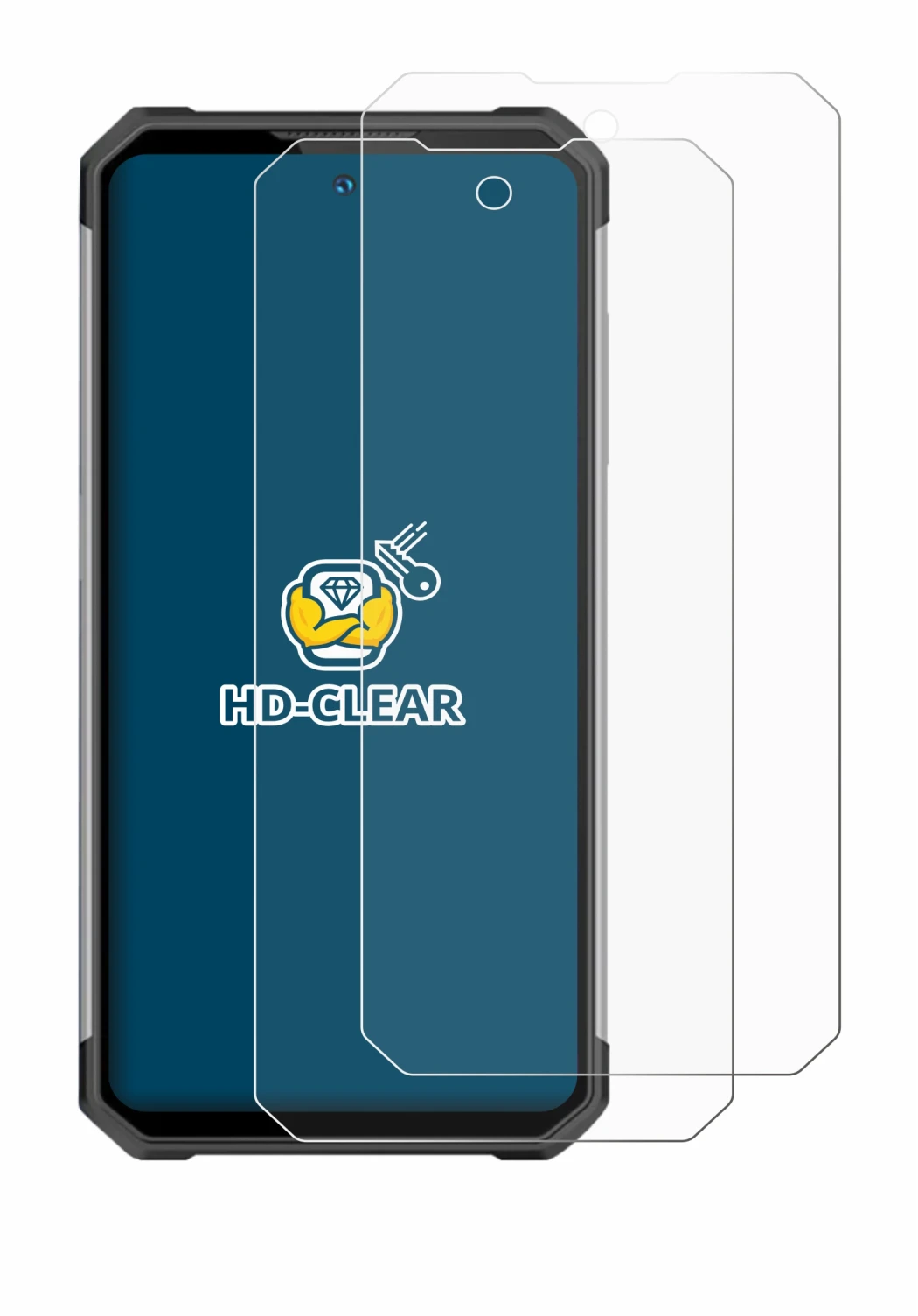 Immagine del dispositivo Oukitel WP27 con un'ampia varietà di protezioni per lo schermo.