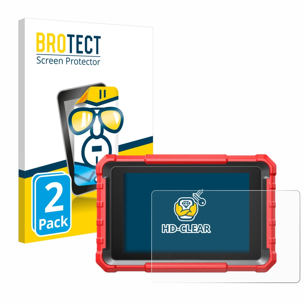 Parte frontale di una confezione del prodotto con il logo del marchio BROTECT. Accanto è raffigurato il dispositivo Launch X-4