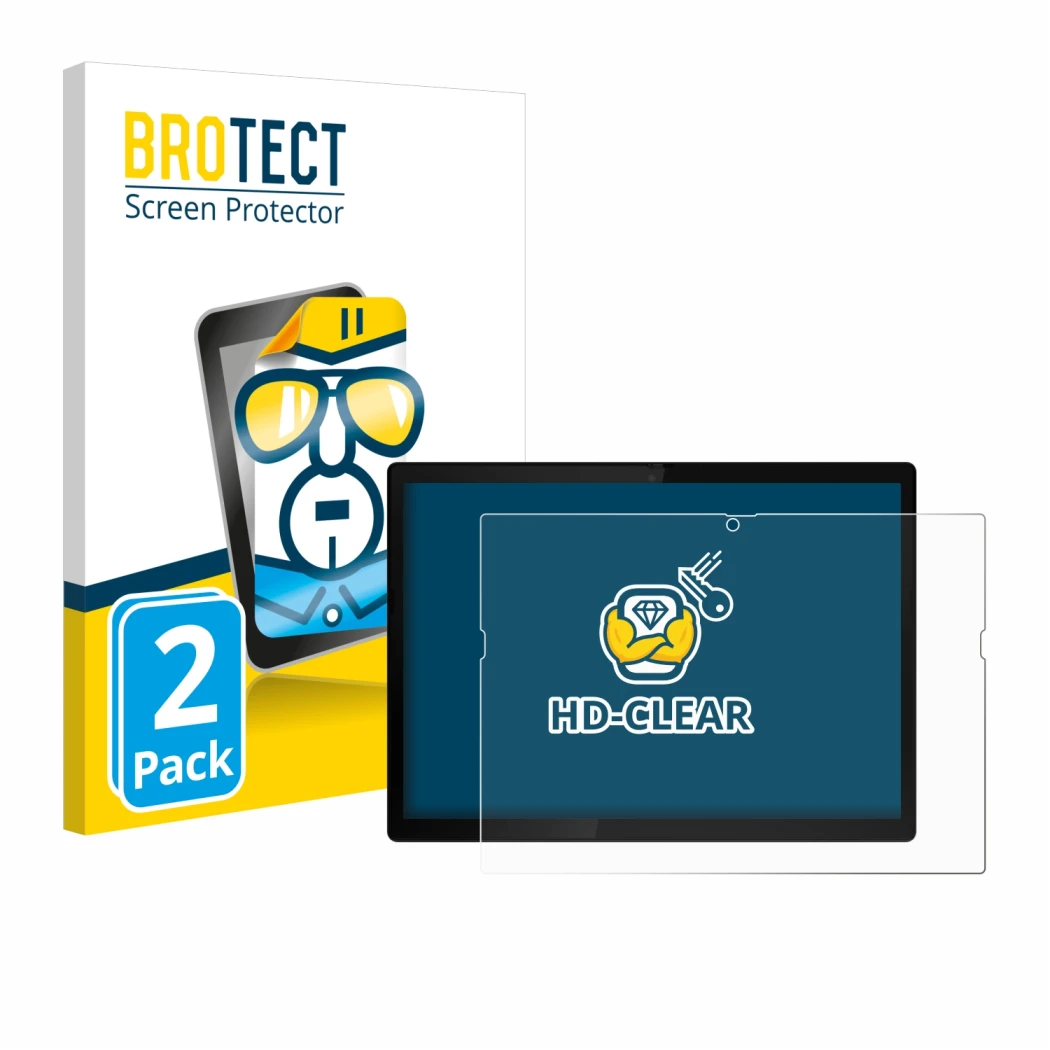 Parte frontale di una confezione del prodotto con il logo del marchio BROTECT. Accanto è raffigurato il dispositivo Lenovo Thi