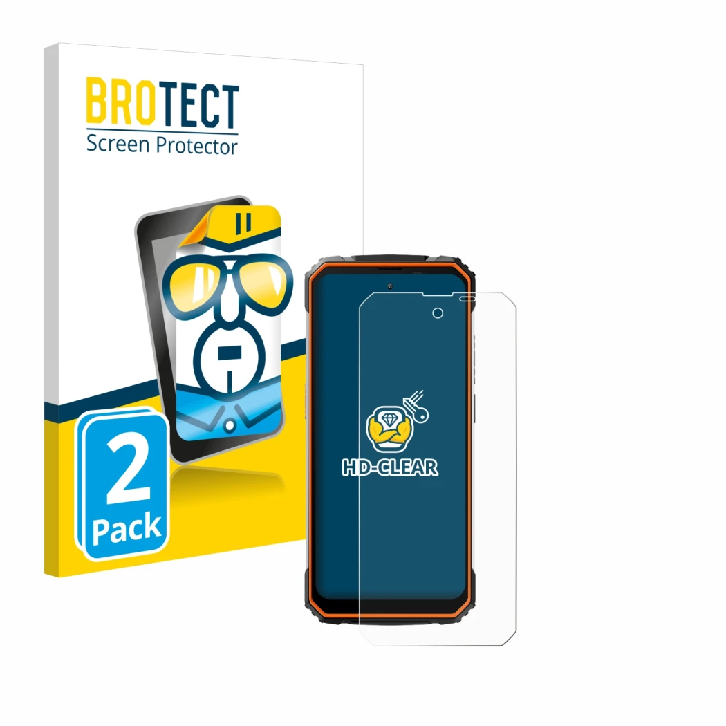 Parte frontale di una confezione del prodotto con il logo del marchio BROTECT. Accanto è raffigurato il dispositivo Blackview
