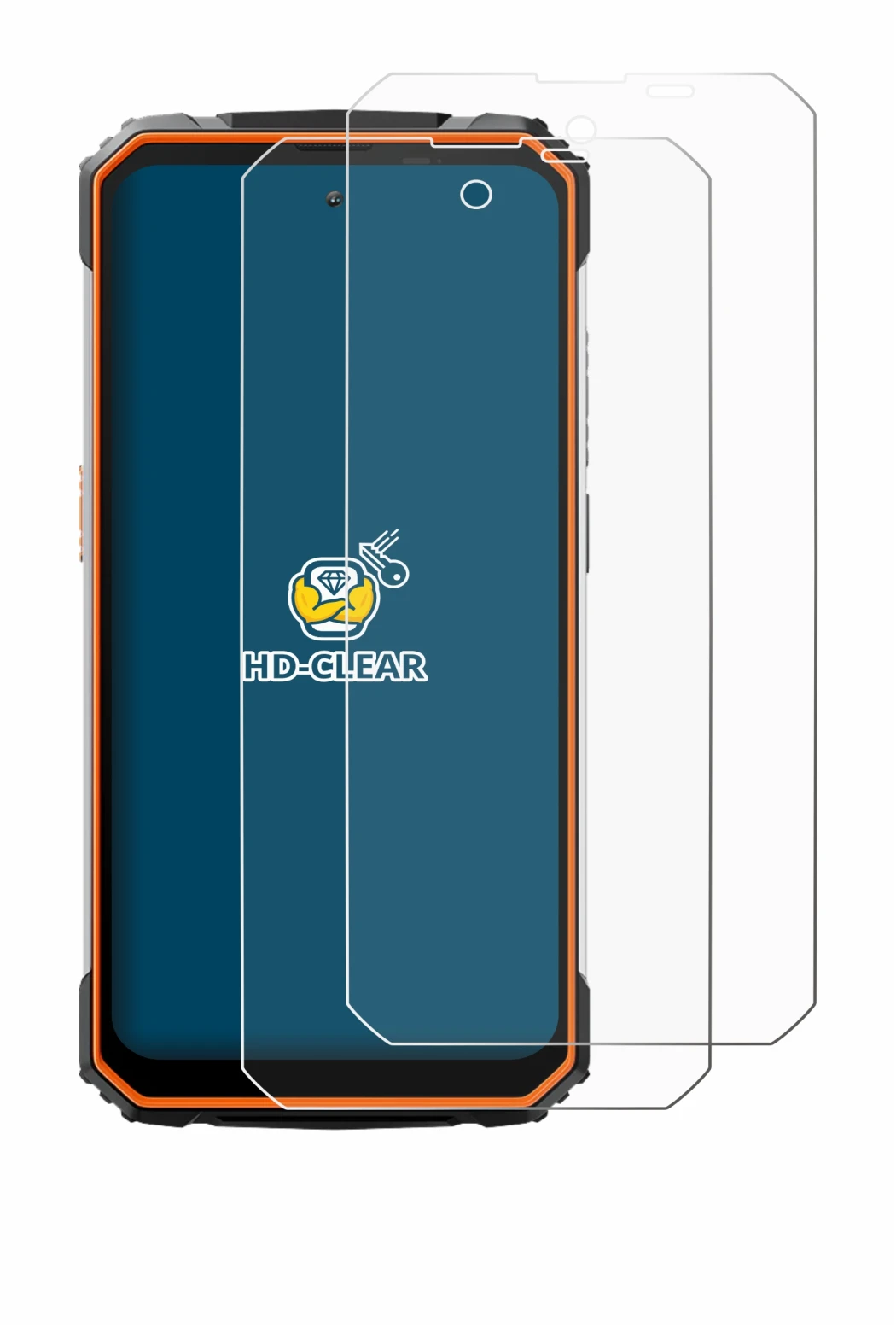 Immagine del dispositivo Blackview BV8100 con un'ampia varietà di protezioni per lo schermo.