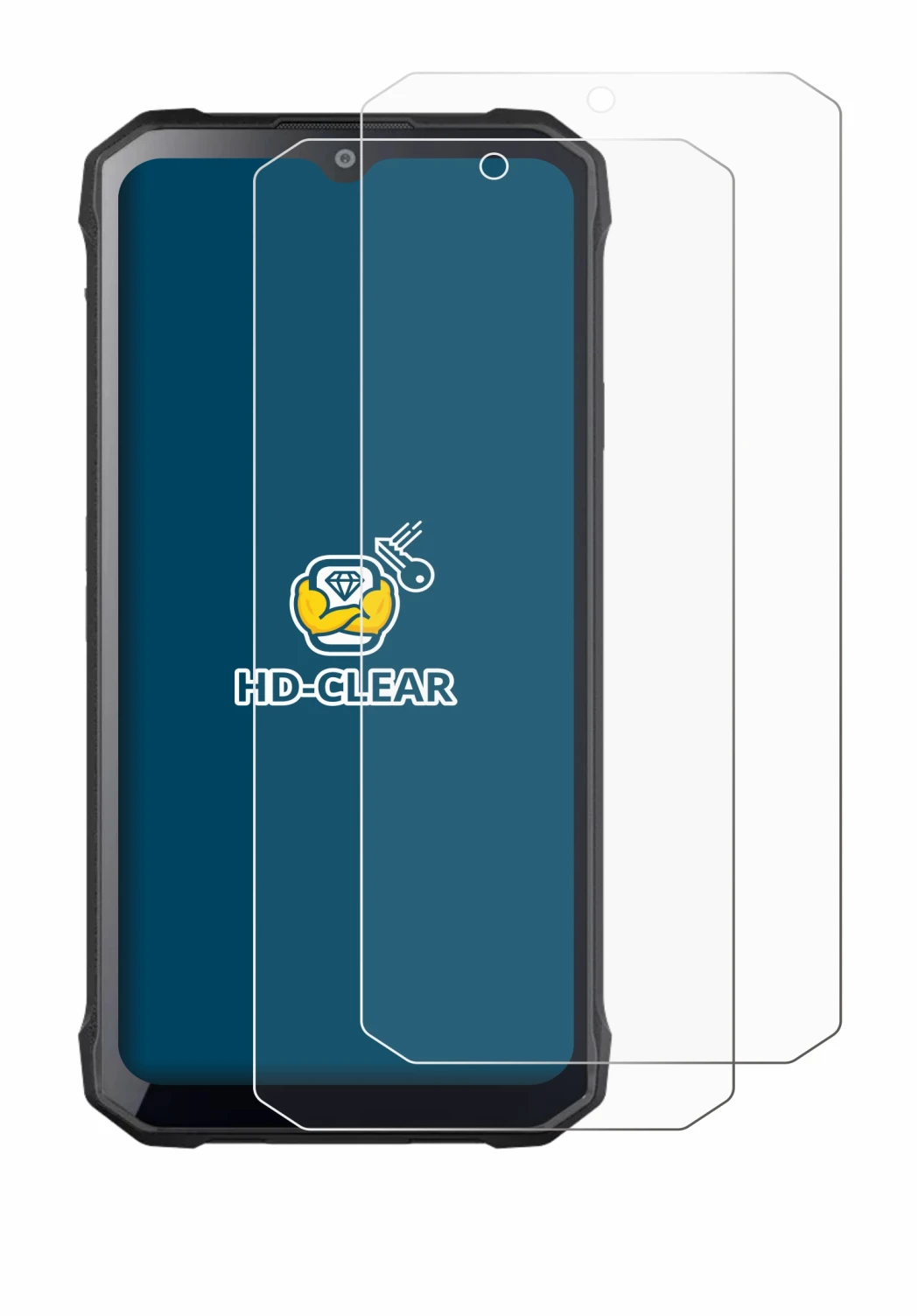 Immagine del dispositivo Hotwav T7 con un'ampia varietà di protezioni per lo schermo.