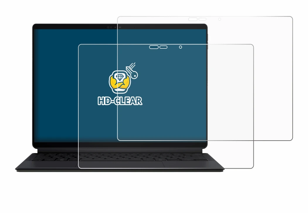 Immagine del dispositivo ASUS ProArt PZ13 con un'ampia varietà di protezioni per lo schermo.