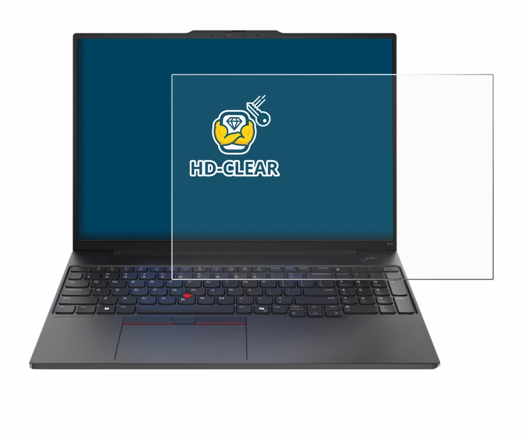 Immagine del dispositivo Lenovo ThinkPad E16 Gen 2 con un'ampia varietà di protezioni per lo schermo.