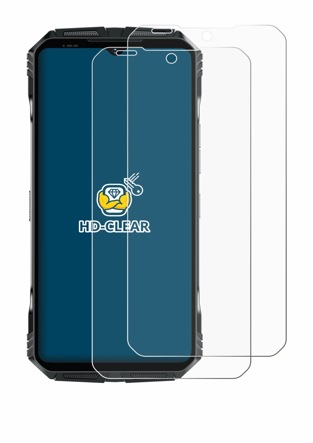 Immagine del dispositivo Doogee S118 con un'ampia varietà di protezioni per lo schermo.