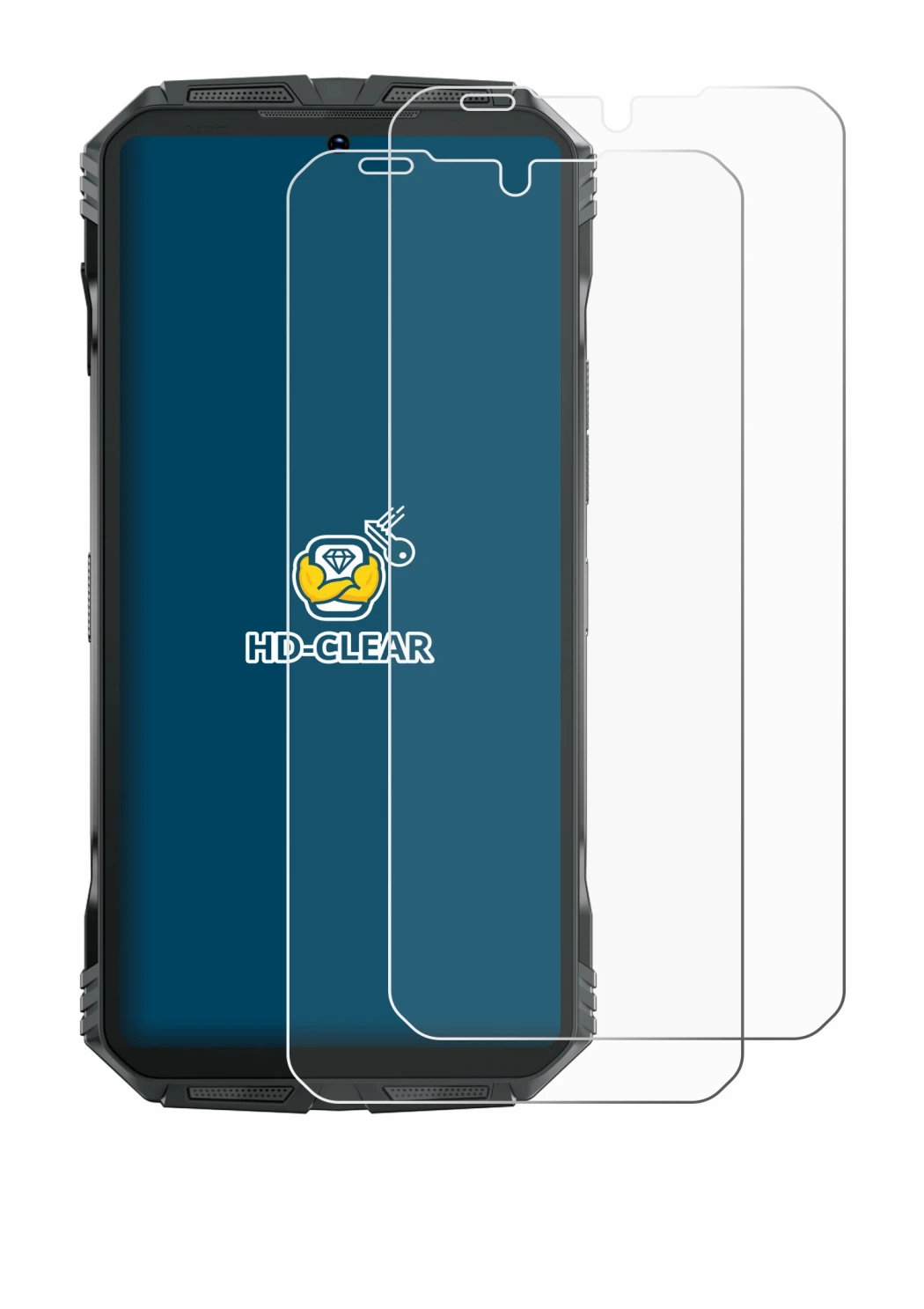 Immagine del dispositivo Doogee S Punk con un'ampia varietà di protezioni per lo schermo.