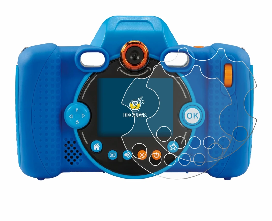 Immagine del dispositivo Vtech Kidizoom Duo FX con un'ampia varietà di protezioni per lo schermo.