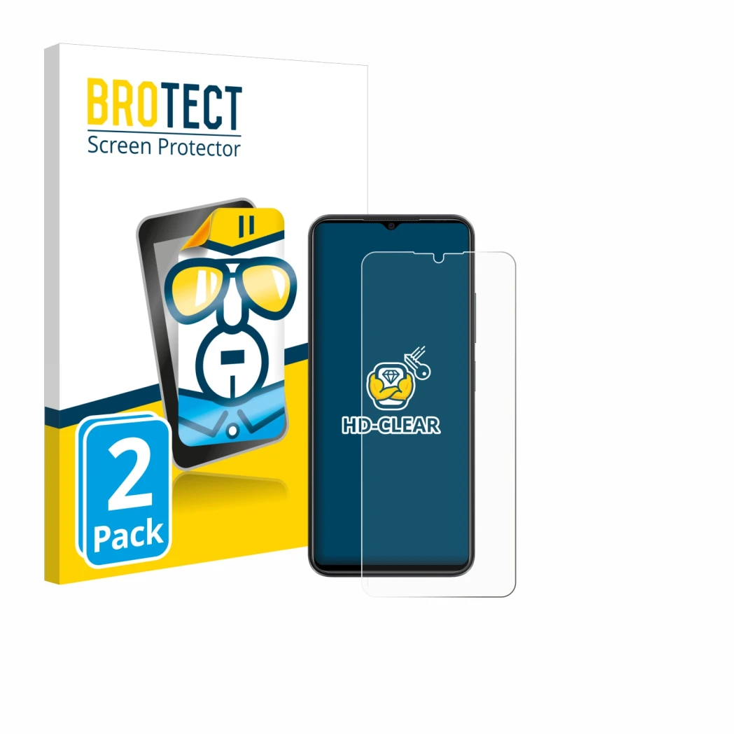 Parte frontale di una confezione del prodotto con il logo del marchio BROTECT. Accanto è raffigurato il dispositivo ZTE Blade