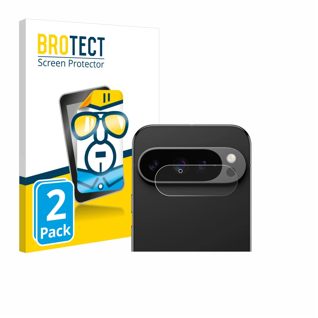 Parte frontale di una confezione del prodotto con il logo del marchio BROTECT. Accanto è raffigurato il dispositivo Google Pix