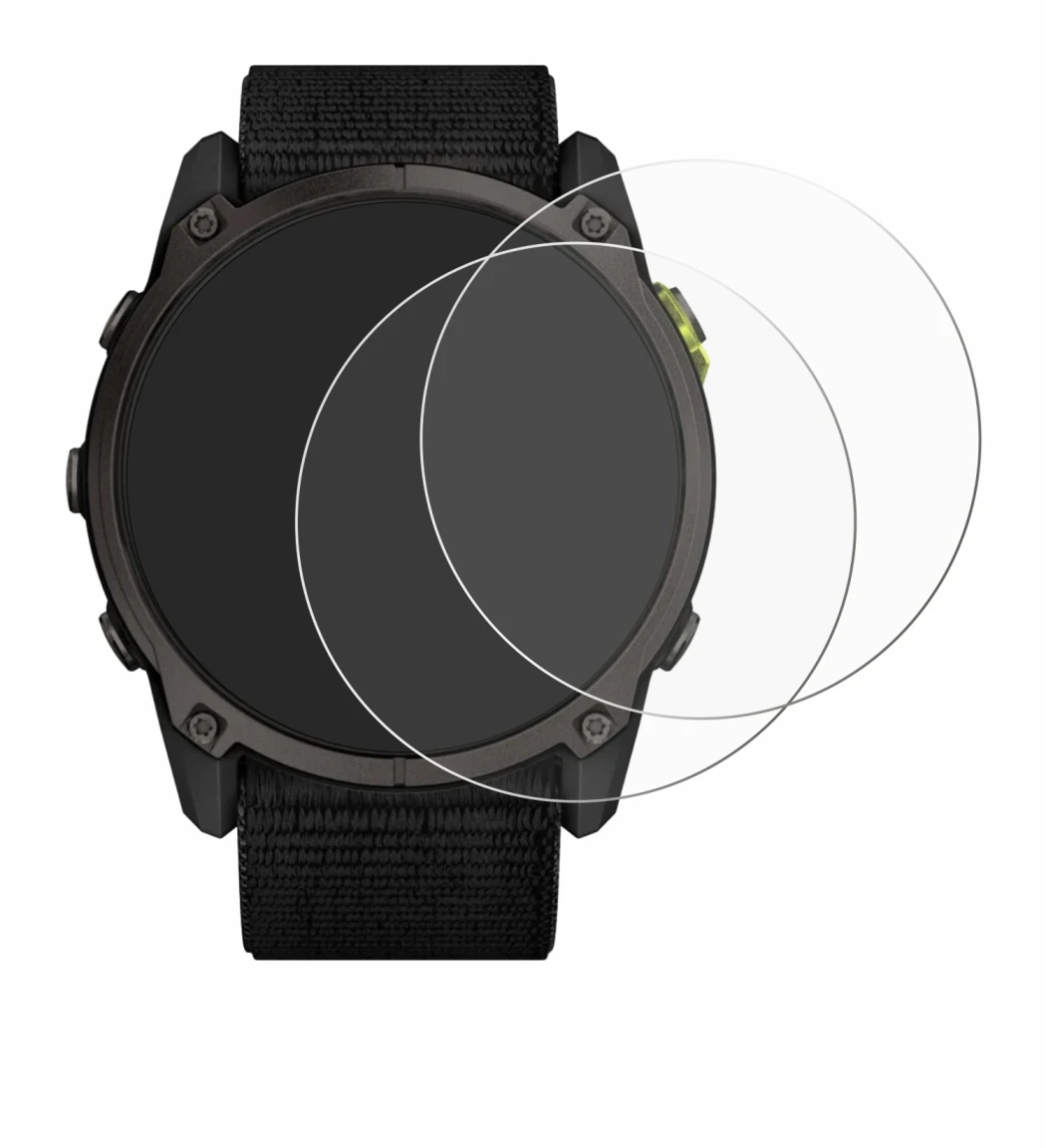 Immagine del dispositivo Garmin Enduro 3 con un'ampia varietà di protezioni per lo schermo.