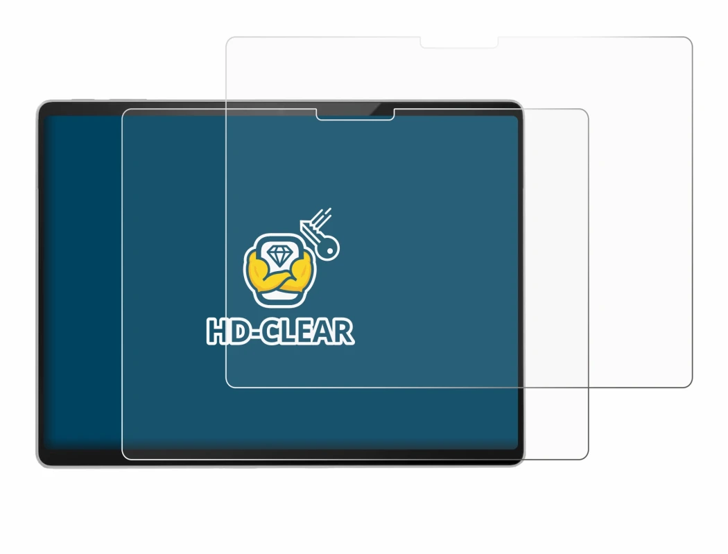 Immagine del dispositivo Microsoft Surface Pro 11 con un'ampia varietà di protezioni per lo schermo.