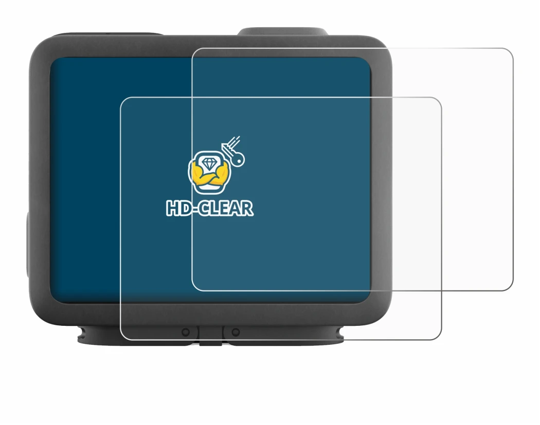 Immagine del dispositivo GoPro Hero 4k con un'ampia varietà di protezioni per lo schermo.