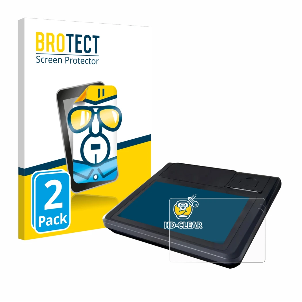 Parte frontale di una confezione del prodotto con il logo del marchio BROTECT. Accanto è raffigurato il dispositivo Techfive E