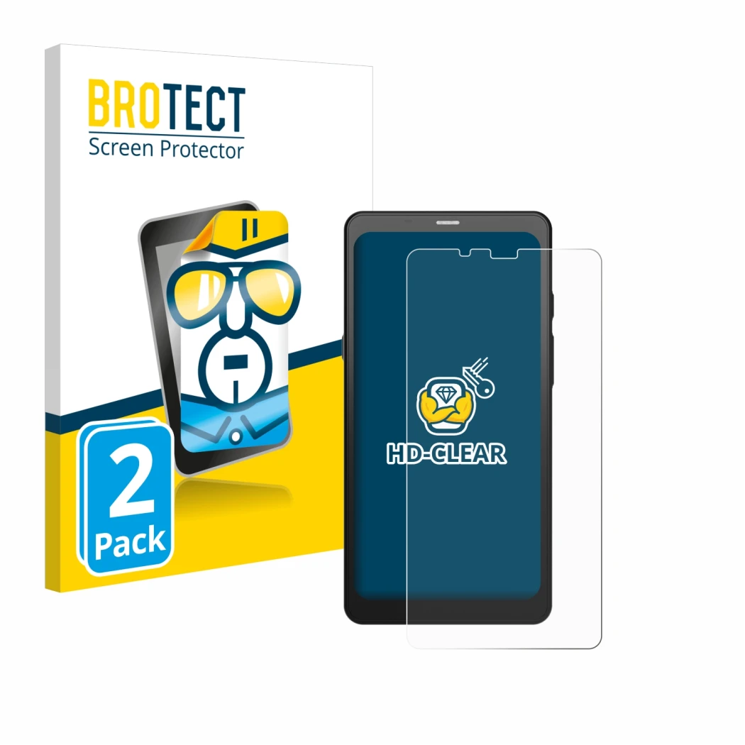 Parte frontale di una confezione del prodotto con il logo del marchio BROTECT. Accanto è raffigurato il dispositivo Boox Palma