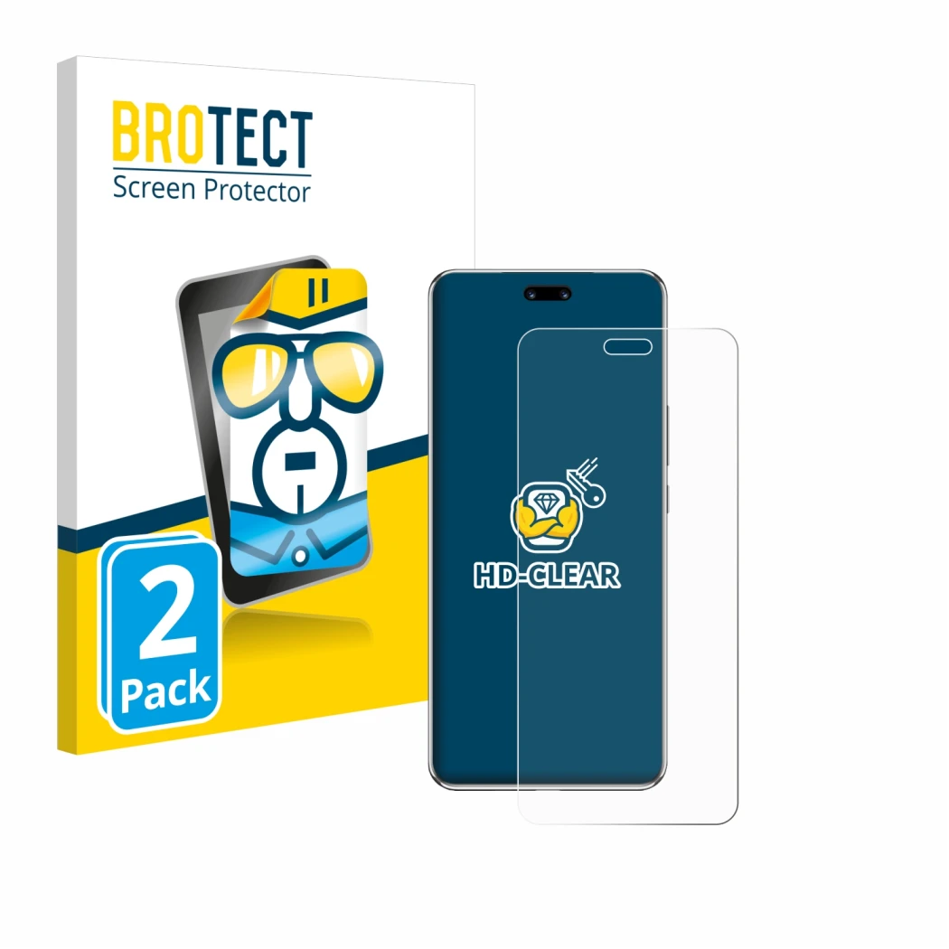 Parte frontale di una confezione del prodotto con il logo del marchio BROTECT. Accanto è raffigurato il dispositivo Huawei Nov