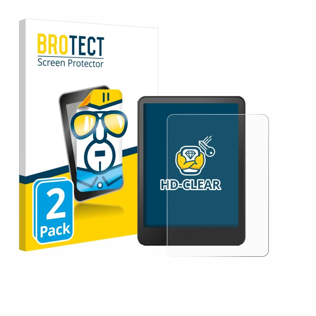 Parte frontale di una confezione del prodotto con il logo del marchio BROTECT. Accanto è raffigurato il dispositivo Amazon Kin