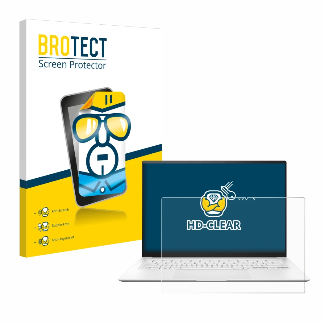 Parte frontale di una confezione del prodotto con il logo del marchio BROTECT. Accanto è raffigurato il dispositivo ASUS ZenBo