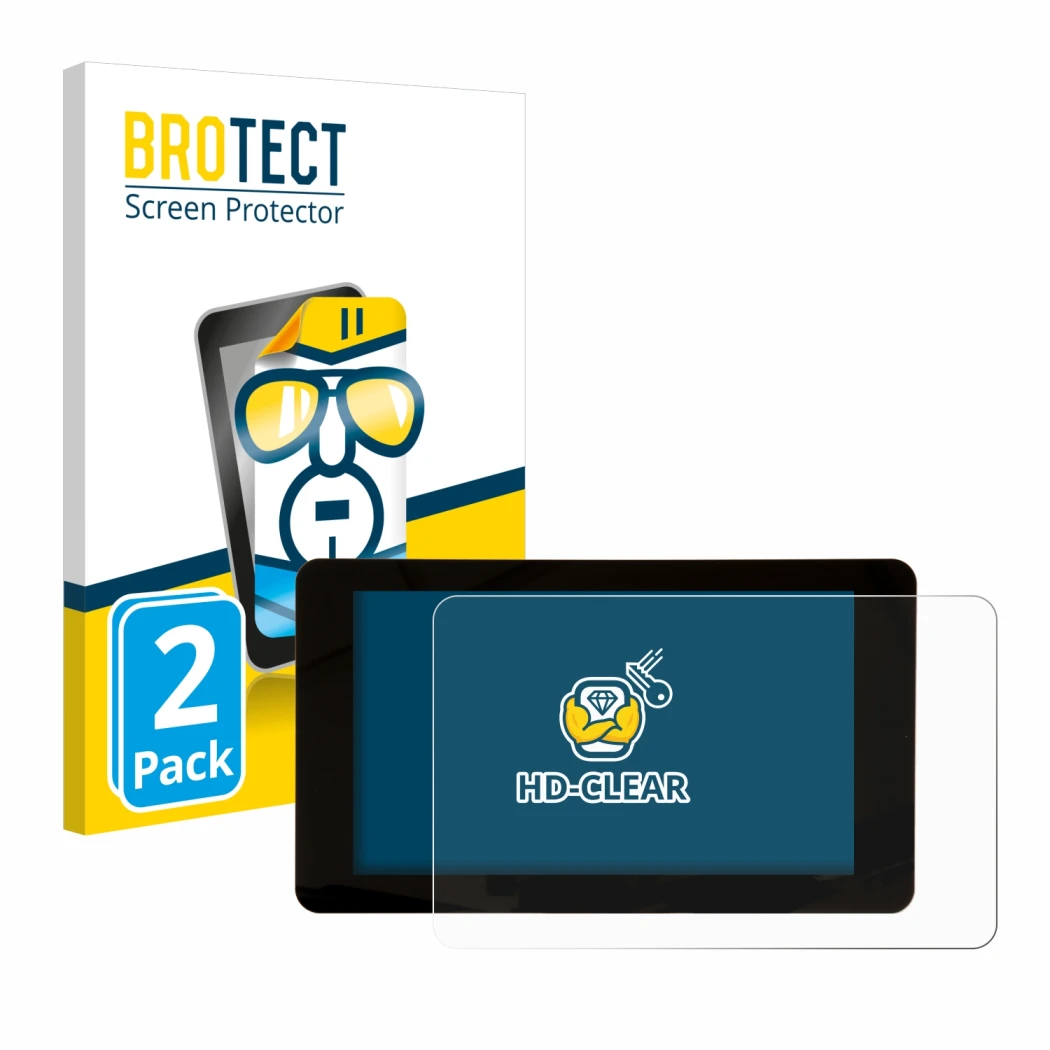 Parte frontale di una confezione del prodotto con il logo del marchio BROTECT. Accanto è raffigurato il dispositivo Raspberry