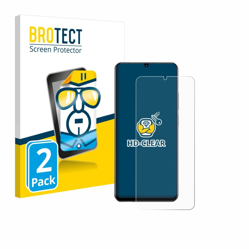 Parte frontale di una confezione del prodotto con il logo del marchio BROTECT. Accanto è raffigurato il dispositivo realme Not