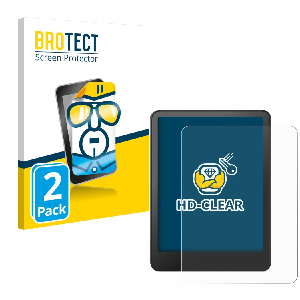 Parte frontale di una confezione del prodotto con il logo del marchio BROTECT. Accanto è raffigurato il dispositivo Amazon Kin