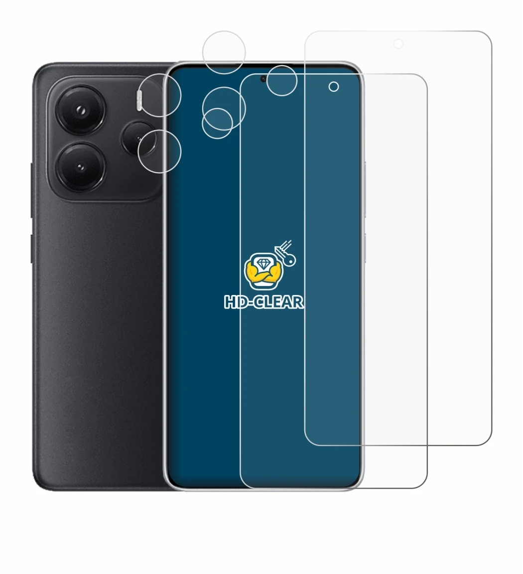 Immagine del dispositivo Xiaomi Redmi Note 14 (Fronte+Fotocamera) con un'ampia varietà di protezioni per lo schermo.