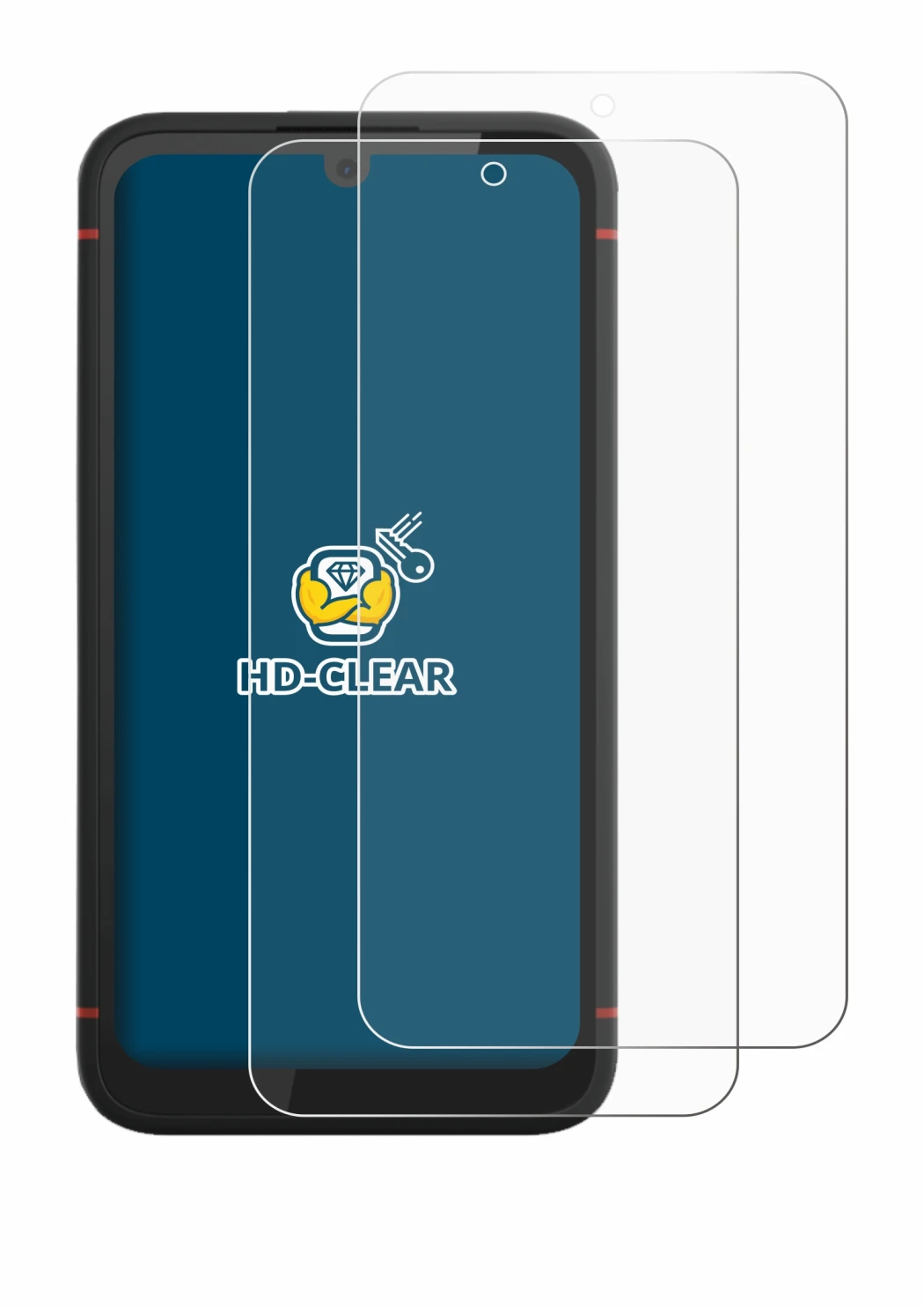Immagine del dispositivo Volla Phone X23 con un'ampia varietà di protezioni per lo schermo.