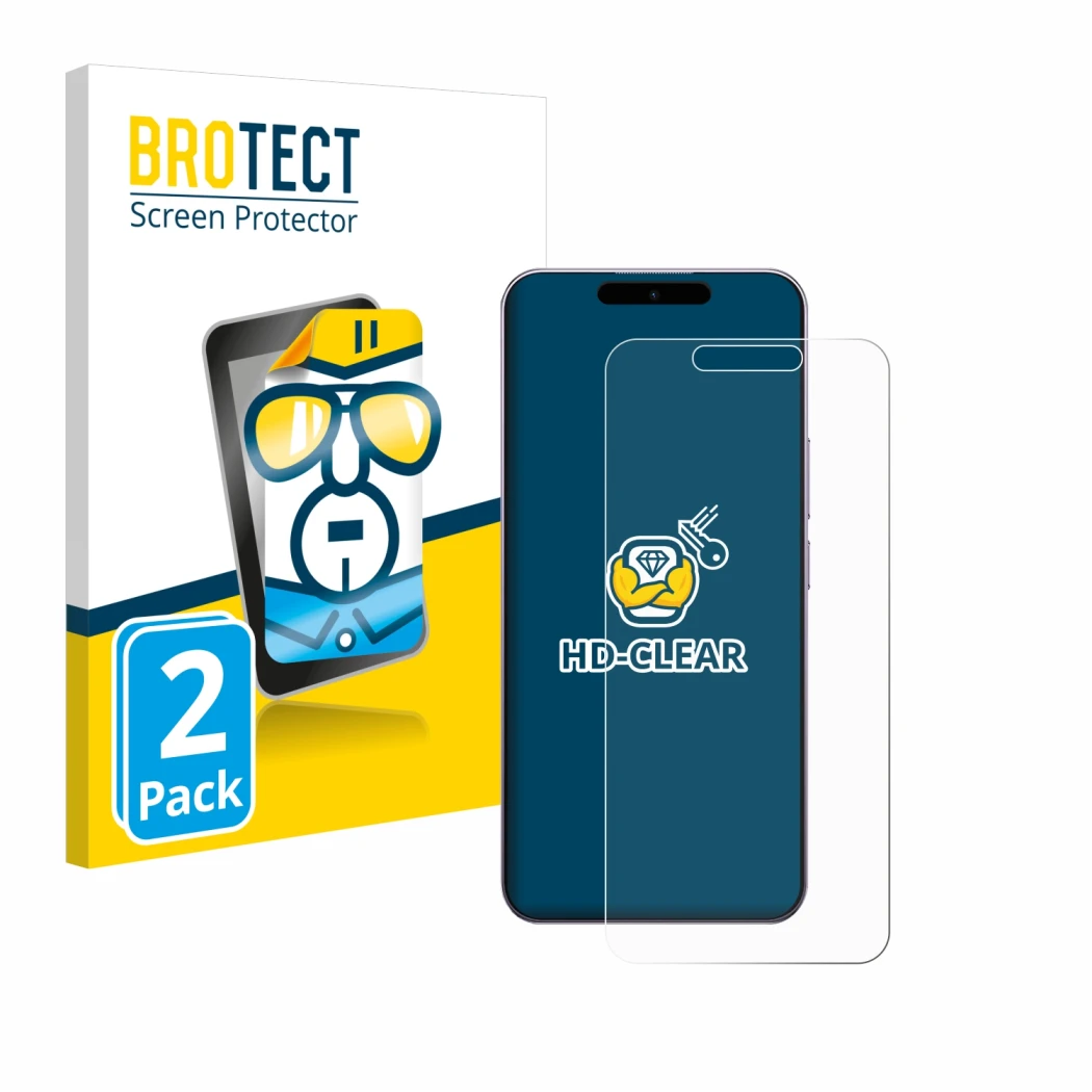 Parte frontale di una confezione del prodotto con il logo del marchio BROTECT. Accanto è raffigurato il dispositivo Oukitel P1