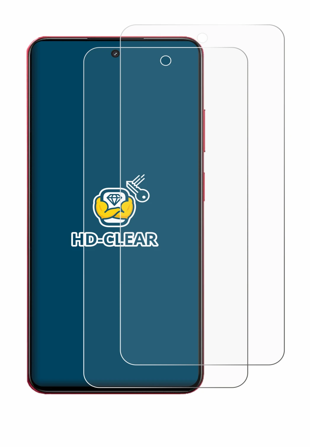Immagine del dispositivo realme 14x con un'ampia varietà di protezioni per lo schermo.