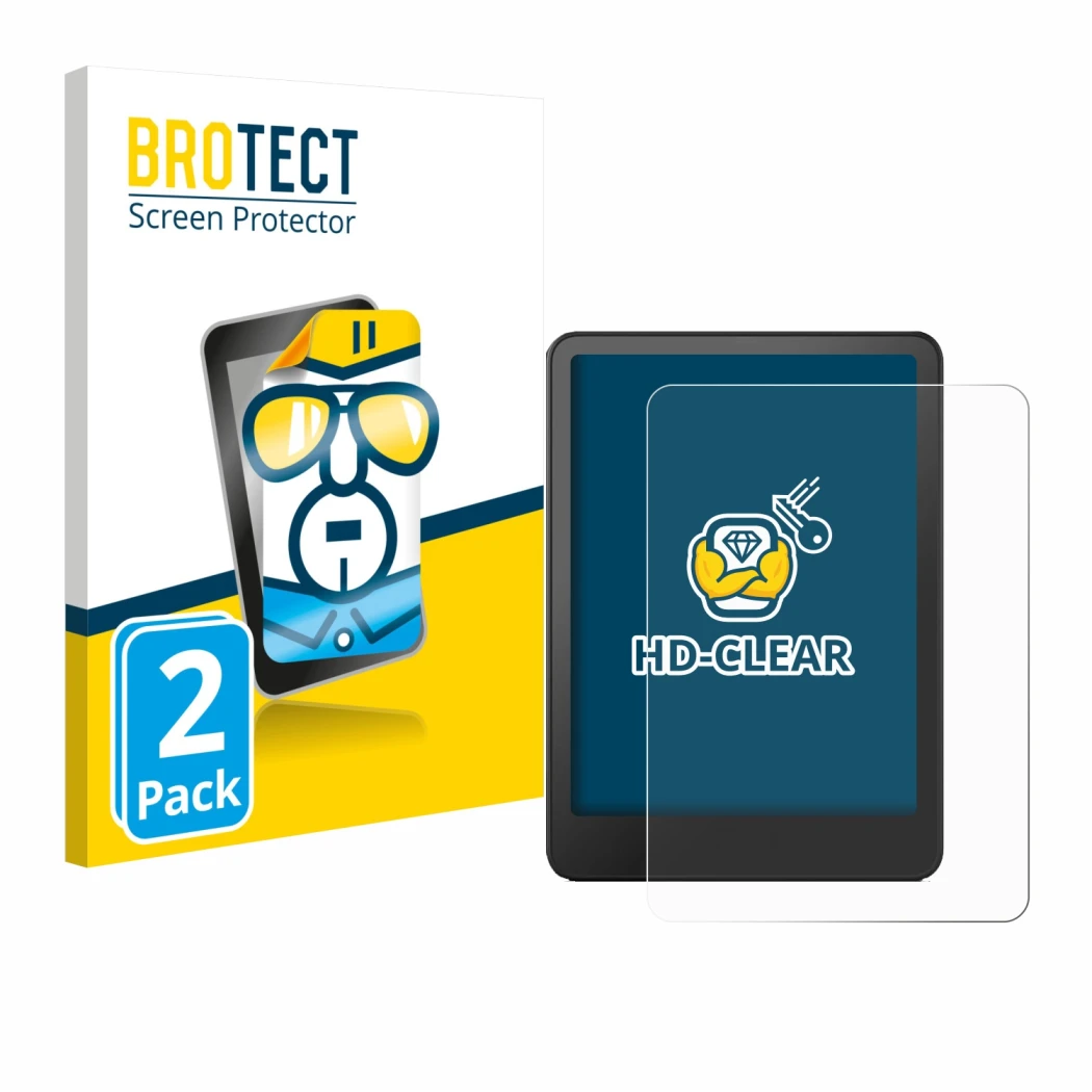 Parte frontale di una confezione del prodotto con il logo del marchio BROTECT. Accanto è raffigurato il dispositivo Amazon Kin