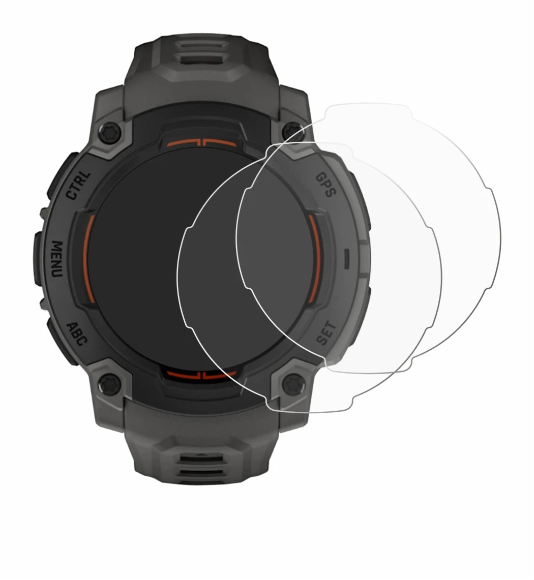 Immagine del dispositivo Garmin Instinct E (45 mm) con un'ampia varietà di protezioni per lo schermo.