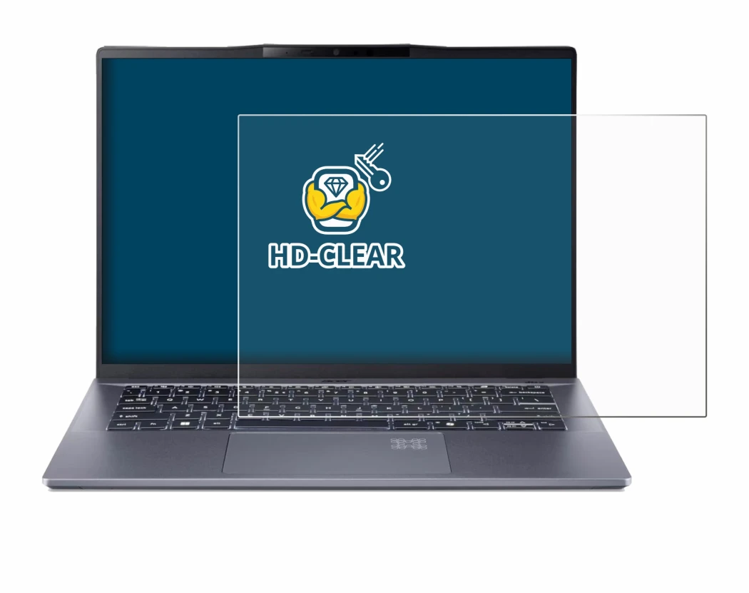 Immagine del dispositivo Acer Swift Go 14 AI con un'ampia varietà di protezioni per lo schermo.