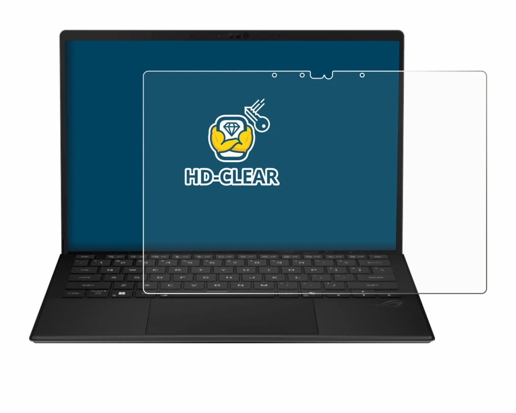 Immagine del dispositivo ASUS ROG Flow Z13 2025 con un'ampia varietà di protezioni per lo schermo.