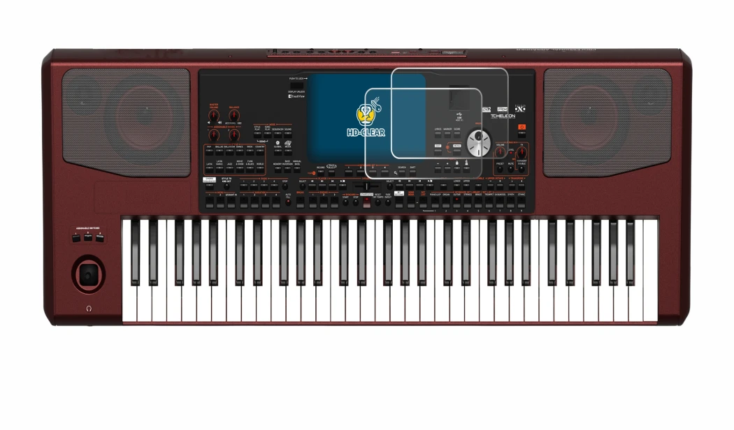 Immagine del dispositivo KORG Pa700 con un'ampia varietà di protezioni per lo schermo.