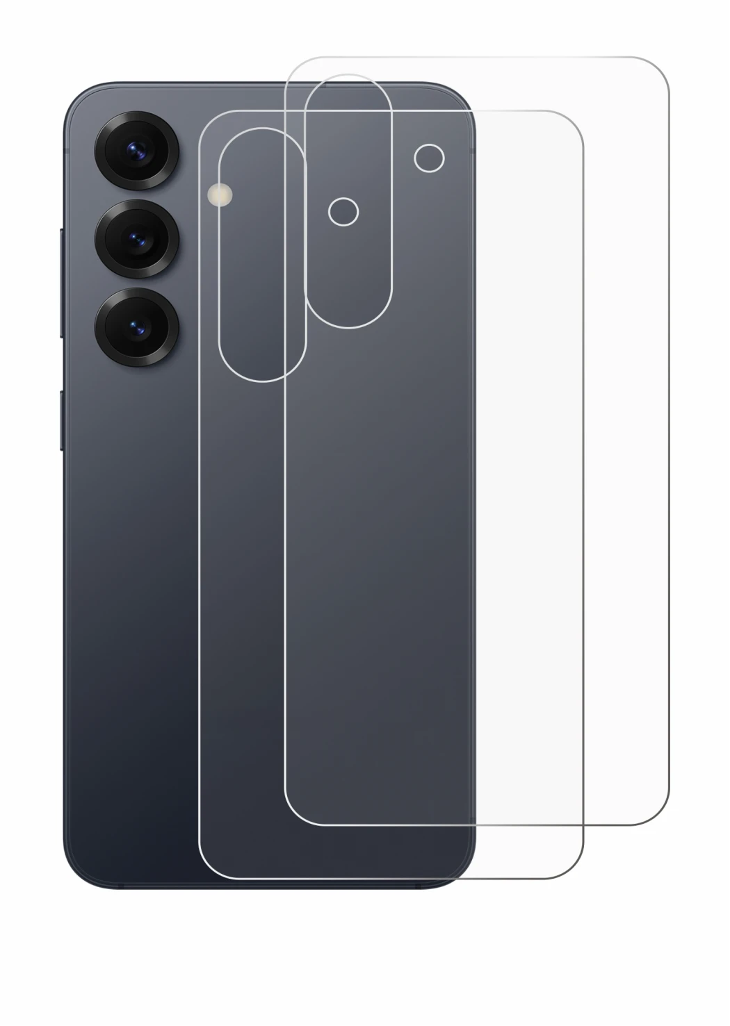 Immagine del dispositivo Samsung Galaxy S25 (Posteriore) con un'ampia varietà di protezioni per lo schermo.