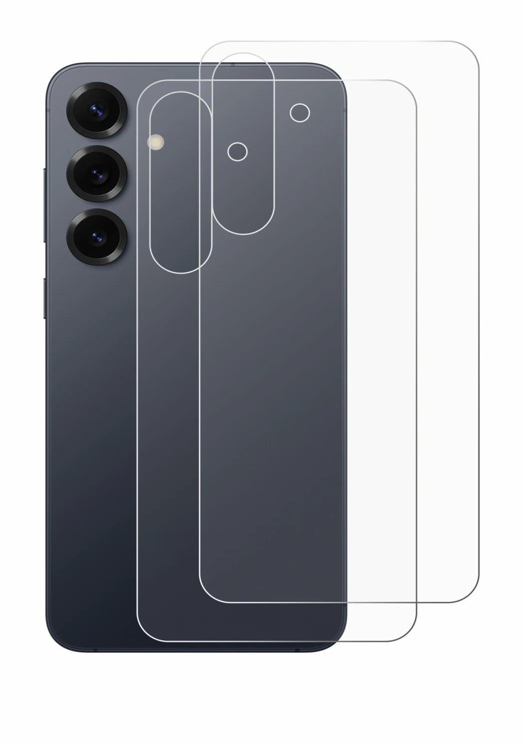 Immagine del dispositivo Samsung Galaxy S25 Plus (Posteriore) con un'ampia varietà di protezioni per lo schermo.
