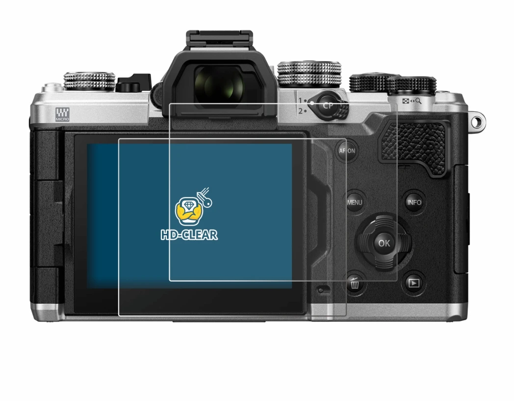 Immagine del dispositivo OM System OM-3 con un'ampia varietà di protezioni per lo schermo.