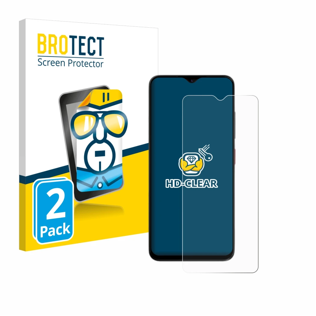 Parte frontale di una confezione del prodotto con il logo del marchio BROTECT. Accanto è raffigurato il dispositivo ZTE Blade