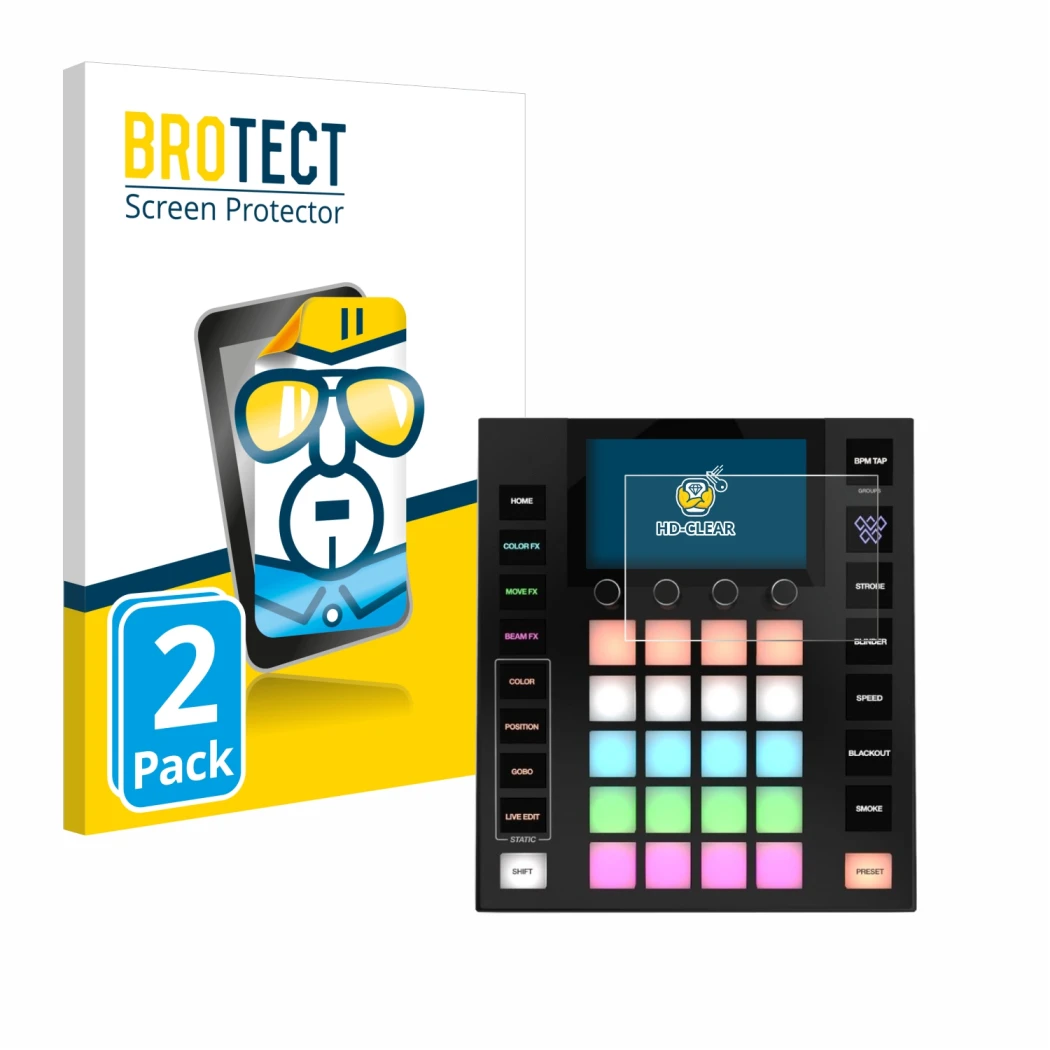 Parte frontale di una confezione del prodotto con il logo del marchio BROTECT. Accanto è raffigurato il dispositivo Wolfmix W1