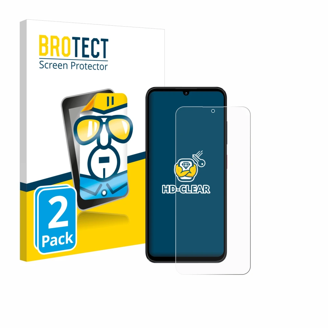 Parte frontale di una confezione del prodotto con il logo del marchio BROTECT. Accanto è raffigurato il dispositivo ZTE Blade