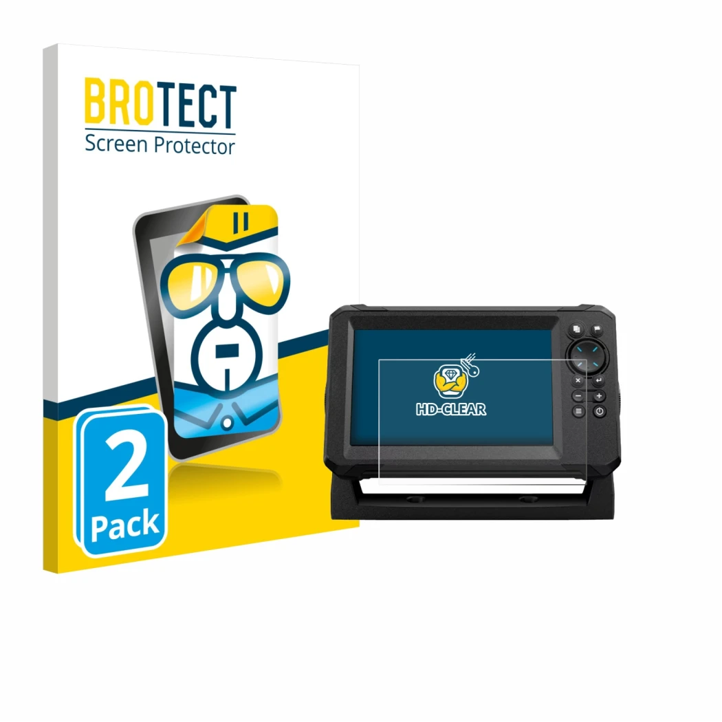 Parte frontale di una confezione del prodotto con il logo del marchio BROTECT. Accanto è raffigurato il dispositivo Lowrance E