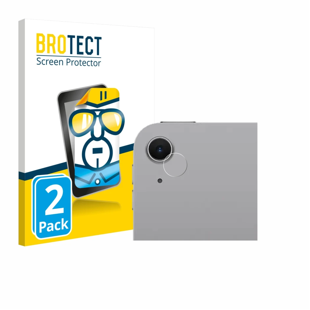 Parte frontale di una confezione del prodotto con il logo del marchio BROTECT. Accanto è raffigurato il dispositivo Apple iPad