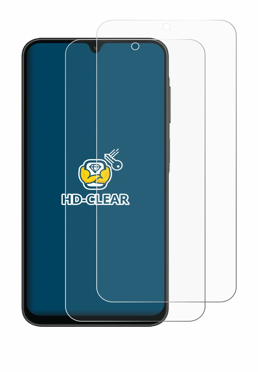 Immagine del dispositivo Samsung Galaxy A26 5G con un'ampia varietà di protezioni per lo schermo.