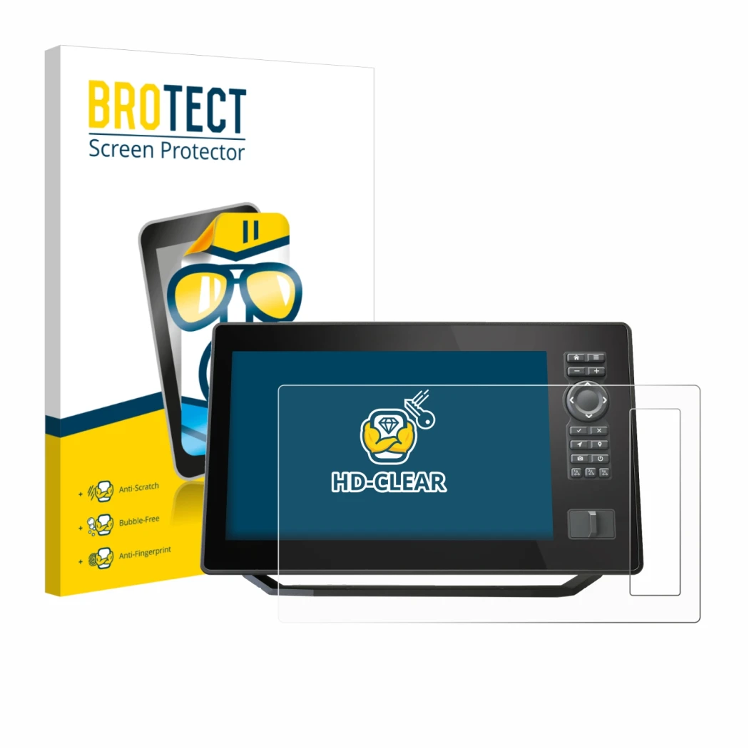 Parte frontale di una confezione del prodotto con il logo del marchio BROTECT. Accanto è raffigurato il dispositivo Humminbird