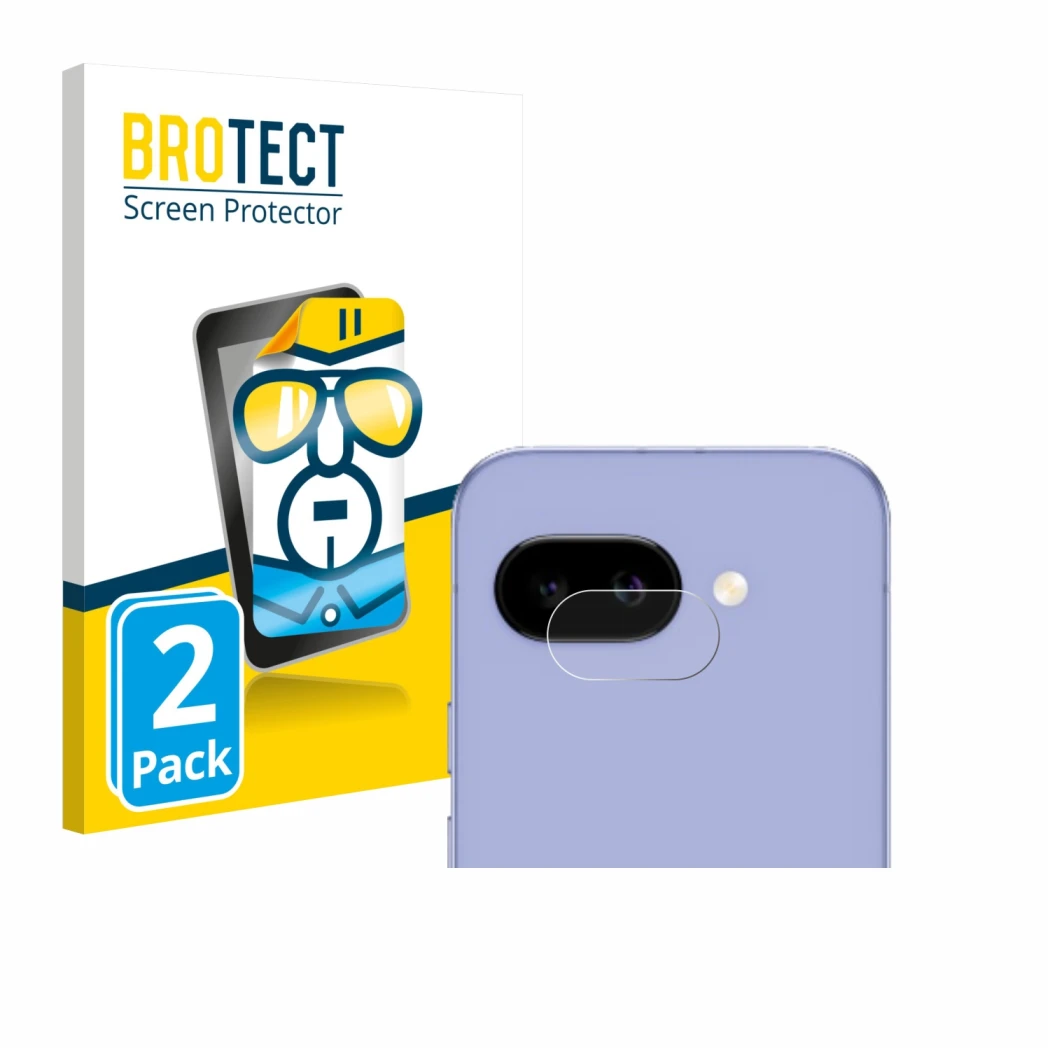 Parte frontale di una confezione del prodotto con il logo del marchio BROTECT. Accanto è raffigurato il dispositivo Google Pix